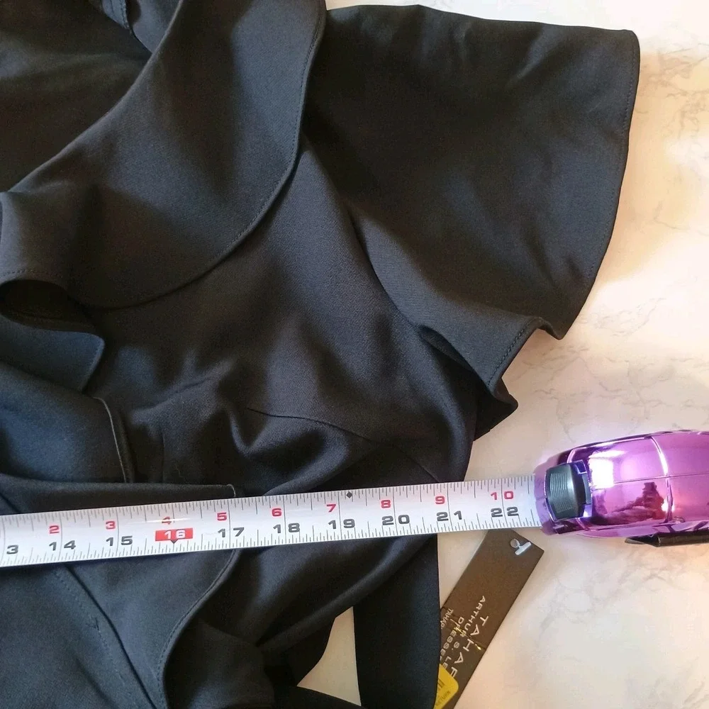 NWT Tahari Arthur S Levine Black Jumpsuit Size 16 Ruffle Wide Leg 8220M952